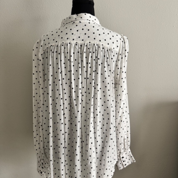 Free People Long Sleeve Polka Dot Blouse with Snap Closure Size M - Picture 2 of 4